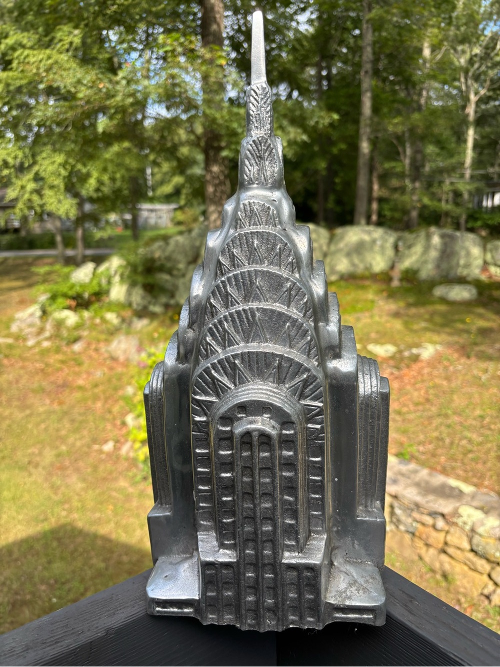 Vintage 1980s Pottery Barn Aluminum Chrysler Building Statue